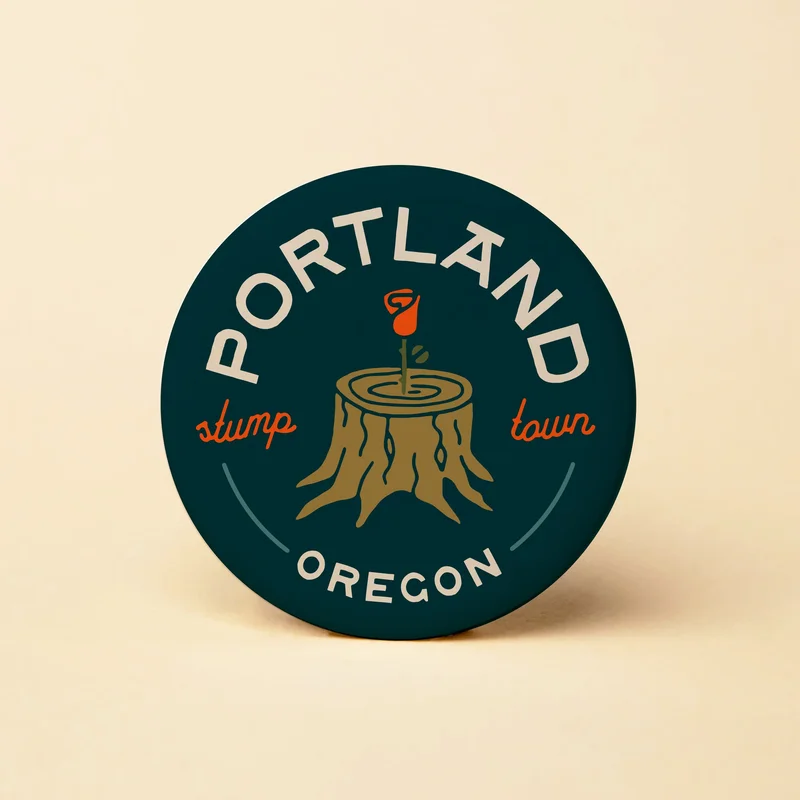 Portland Stumptown Round Magnet