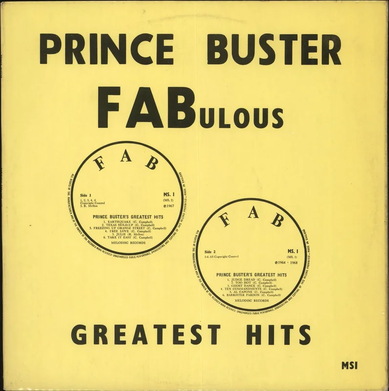 Prince Buster FABulous Greatest Hits - red label UK Vinyl LP