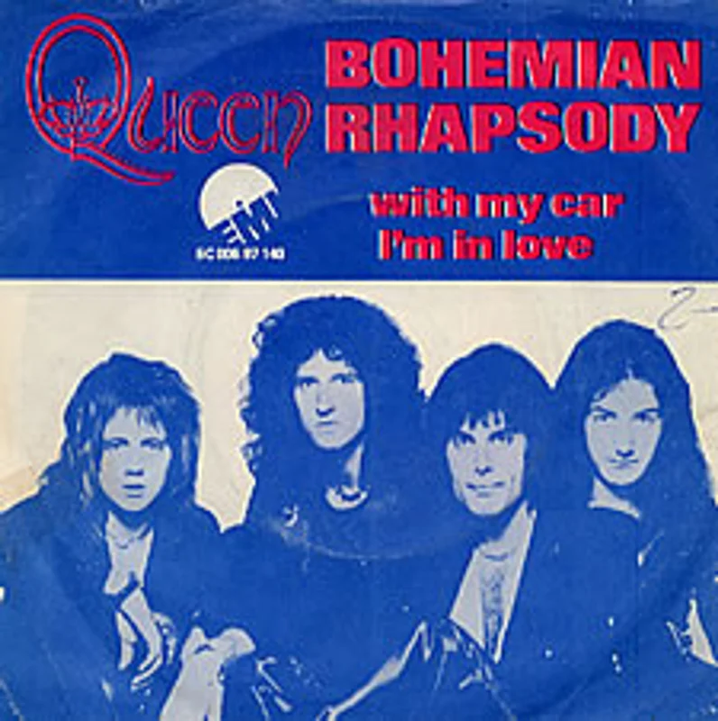 Queen Bohemian Rhapsody - Textured with Red titles - EX Dutch 7" vinyl
