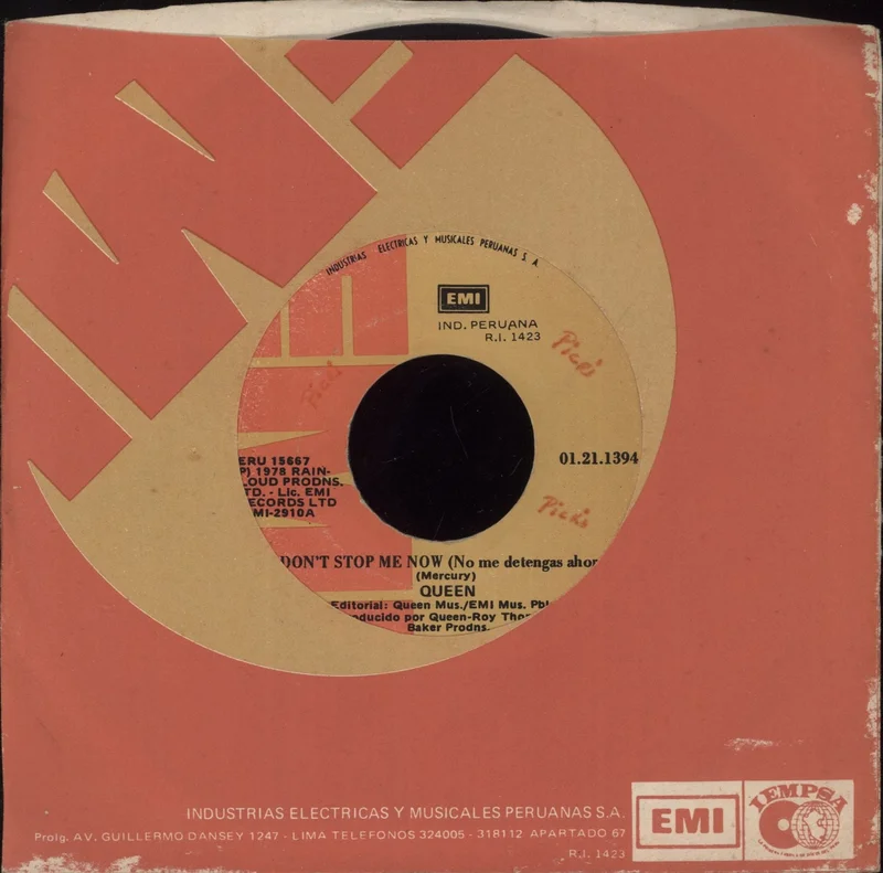 Queen No Me Detengas Ahora - Don't Stop Me Now - EX Peruvian 7" vinyl
