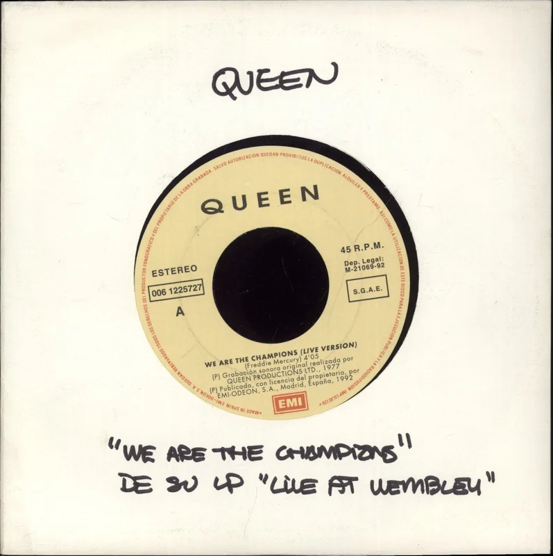 Queen We Are The Champions - Live Version Spanish Promo 7" vinyl