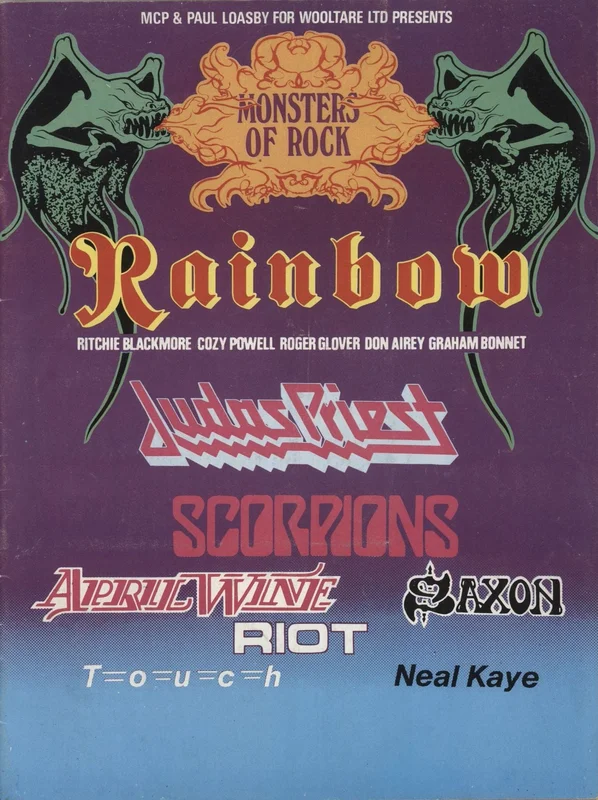 Rainbow Monsters Of Rock + Merch Insert - EX UK Tour programme