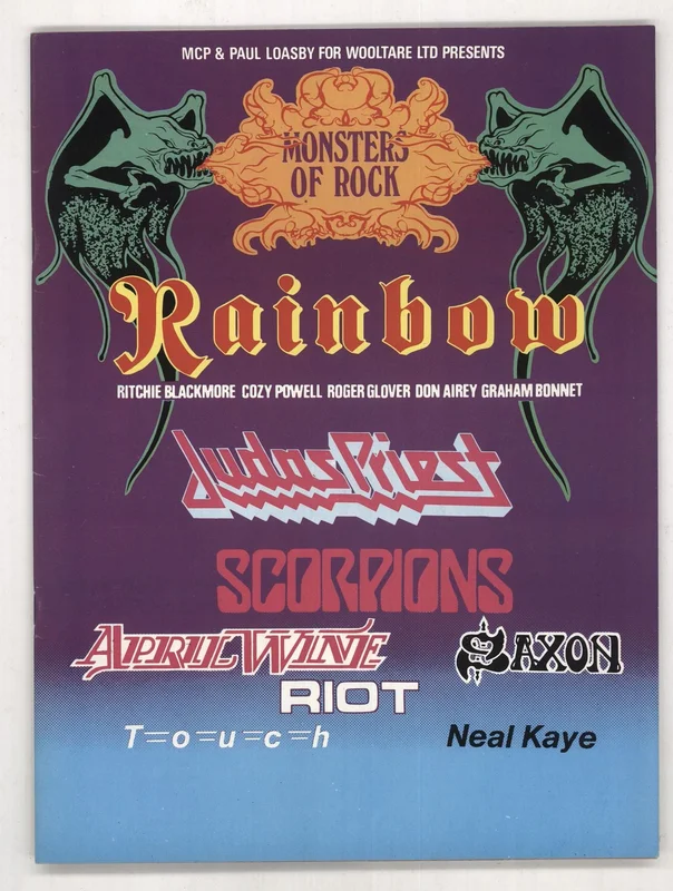 Rainbow Monsters Of Rock + Merch Insert UK Tour programme