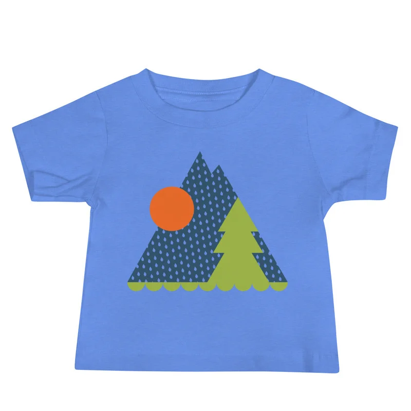 Rainy Mountain Baby Tee Heather Columbia Blue