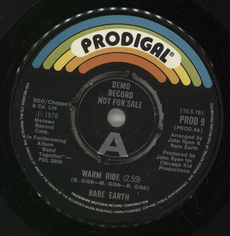 Rare Earth Warm Ride UK Promo 7" vinyl