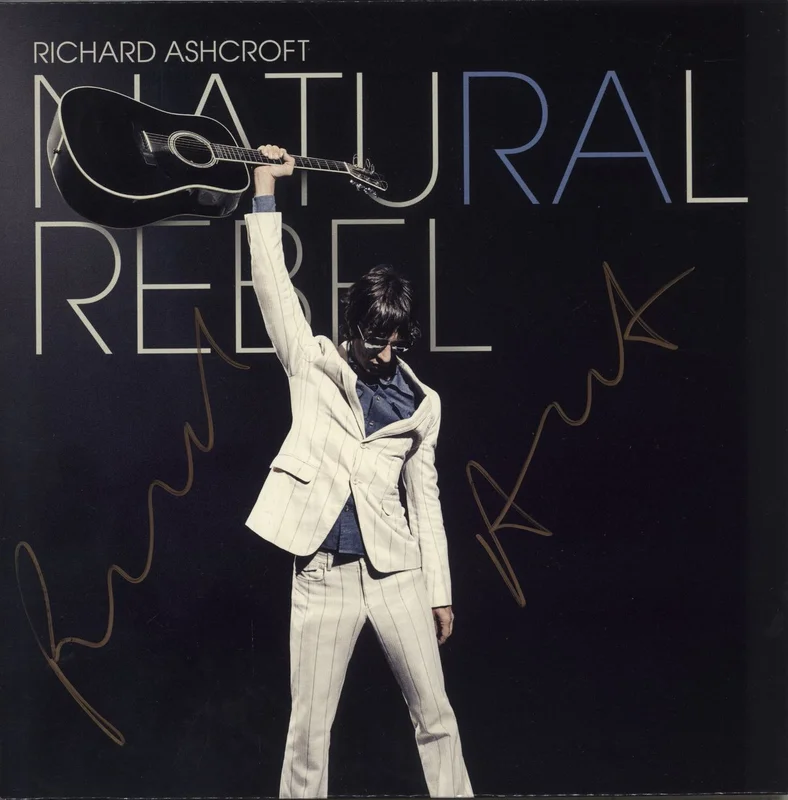 Richard Ashcroft Natural Rebel - Blue Vinyl - Autographed UK Vinyl LP