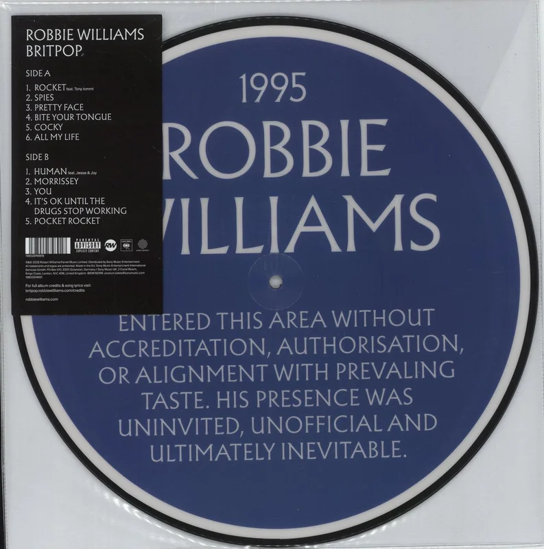 Robbie Williams Britpop + Autographed Polaroid Print UK Picture disc LP