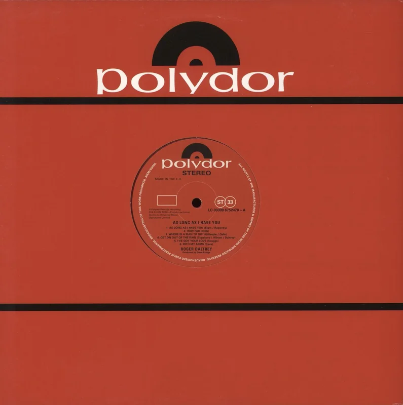 Roger Daltrey As Long As I Have You - Red UK Vinyl LP