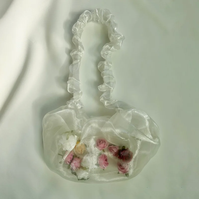 Rose Filled Crossbody Bag Sage Rose Feature