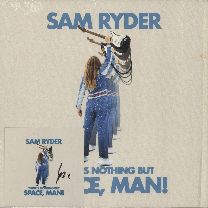 Sam Ryder There's Nothing But Space, Man! - Blue Vinyl - Autographed Card UK Vinyl LP