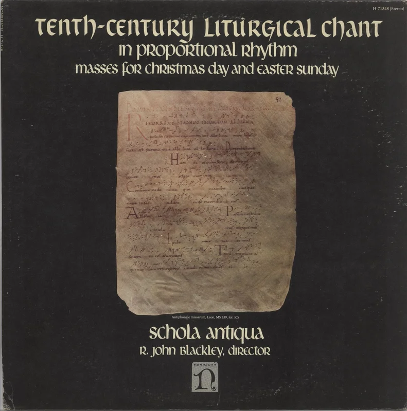 Schola Antiqua Tenth-century Liturgical Chant In Proportional Rhythm (Masses For Christmas Day And Easter Sunday) US Vinyl LP