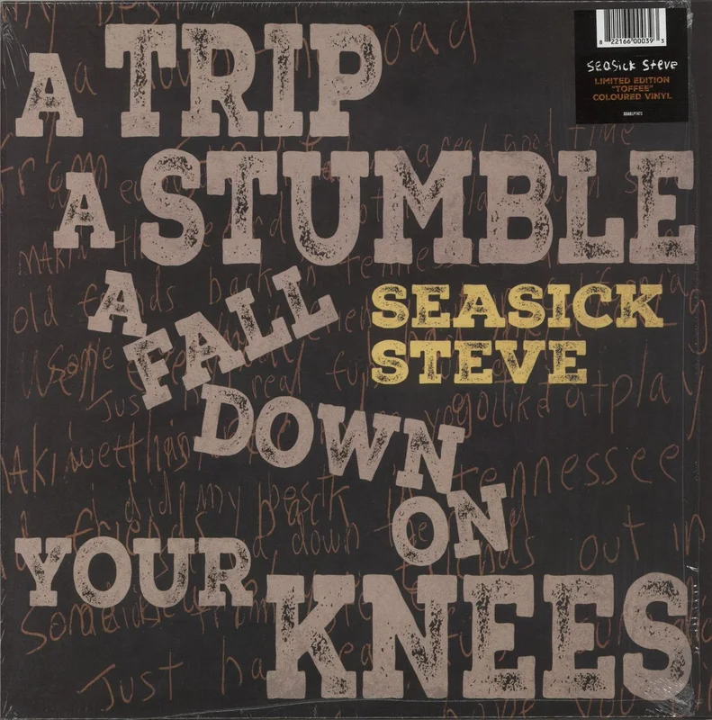 Seasick Steve A Trip A Stumble A Fall Down On Your Knees - Toffee Vinyl - Autographed Print UK Vinyl LP