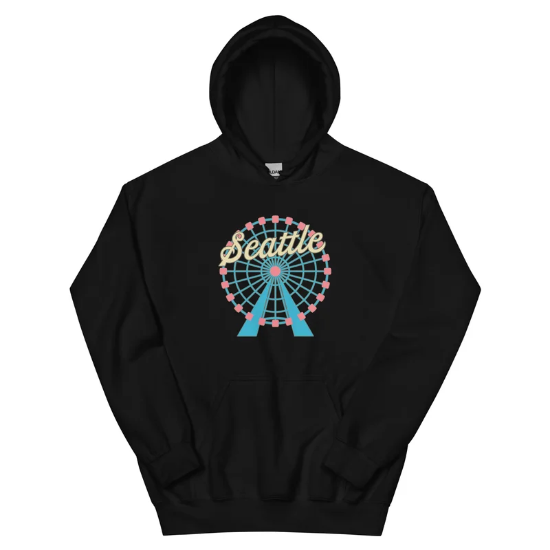 Seattle Ferris Wheel Unisex Hoodie Black