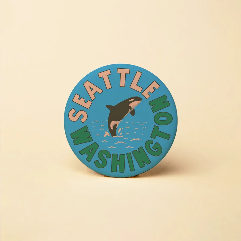 Seattle WA Orca Button