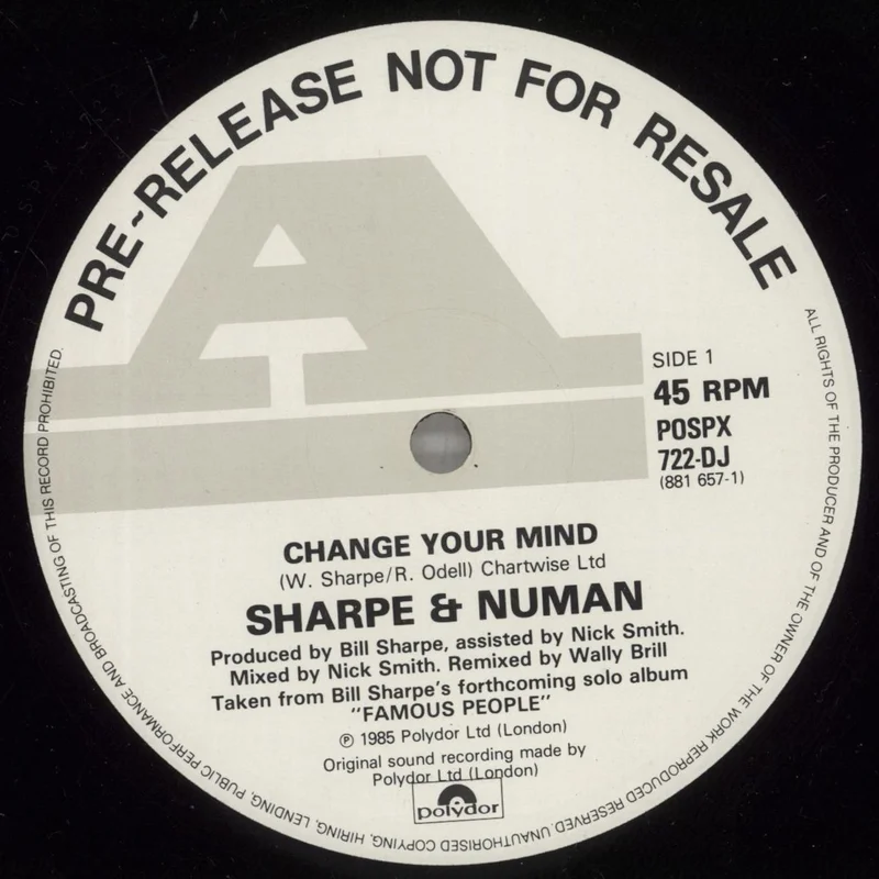 Sharpe & Numan Change Your Mind UK Promo 12" vinyl