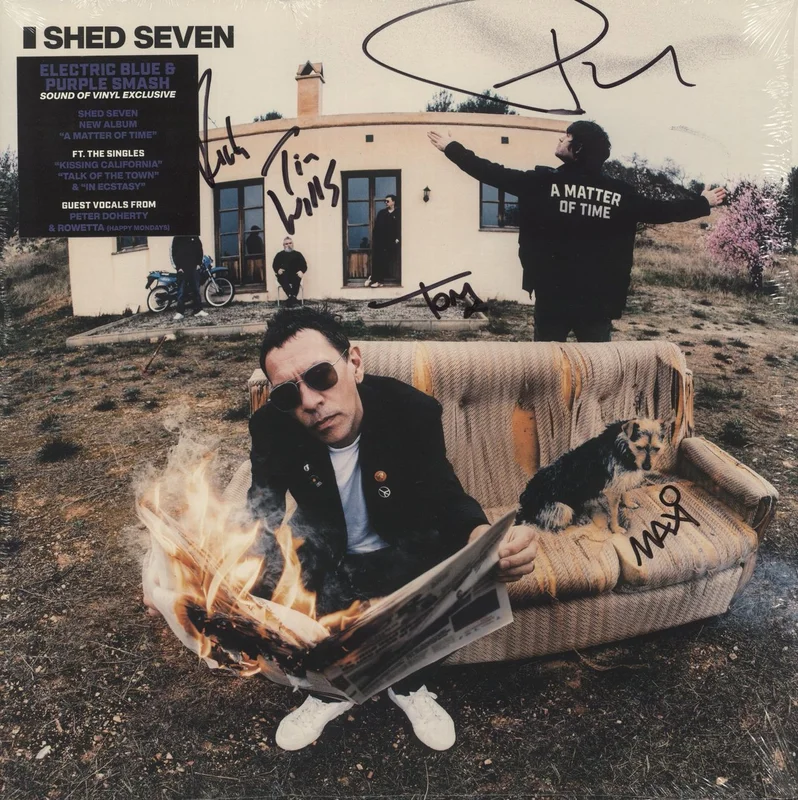 Shed Seven A Matter Of Time - Blue & Purple Vinyl + Autographed Sleeve UK Vinyl LP