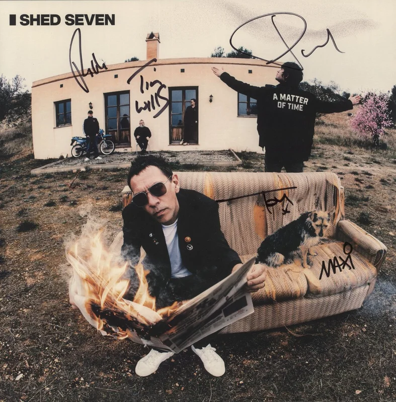 Shed Seven A Matter Of Time - Yellow and Red Splatter Vinyl - Autographed UK Vinyl LP
