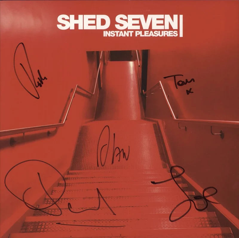 Shed Seven Instant Pleasures - Red Vinyl - Autographed UK Vinyl LP