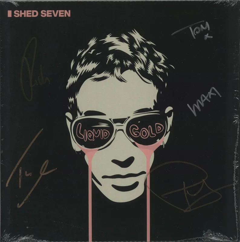 Shed Seven Liquid Gold - Green Vinyl + Autographed Sleeve UK 2-LP vinyl set