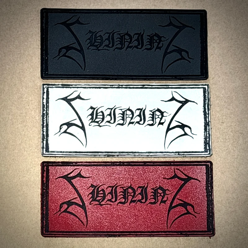 SHINING: official deluxe LEATHER LOGO patches (red / white / black) White patch