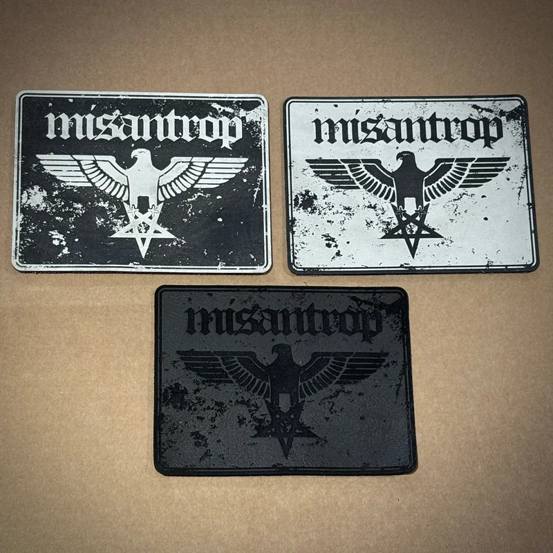 SHINING: official deluxe LEATHER MISANTHROP patches (white / black) Black patch