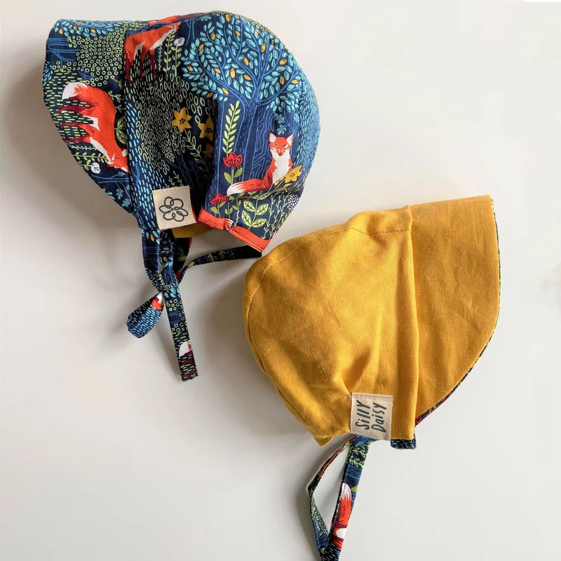 Silly Daisy Reversible Baby Bonnet - Fox