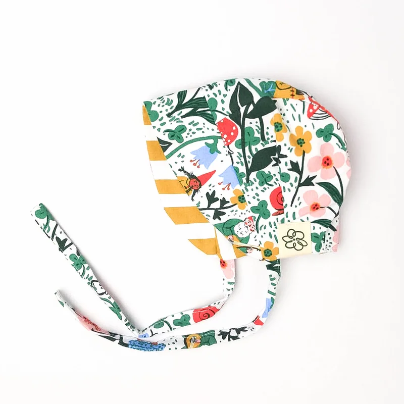 Silly Daisy Reversible Baby Bonnet - Musical Gnomes