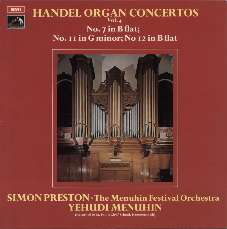 Simon Preston Handel Organ Concertos Vol. 4 UK Vinyl LP