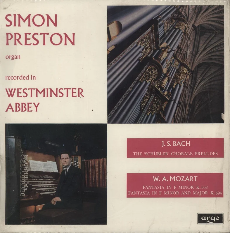Simon Preston Mozart And Bach Organ Works UK Vinyl LP