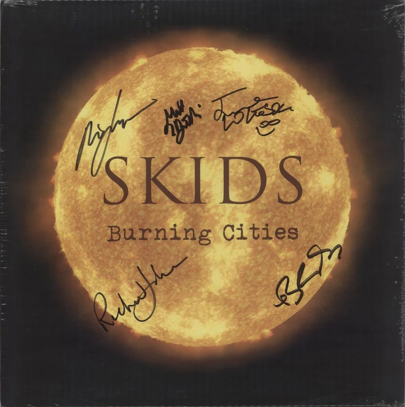 Skids Burning Cities - Yellow Vinyl - Autographed - Sealed UK Vinyl LP