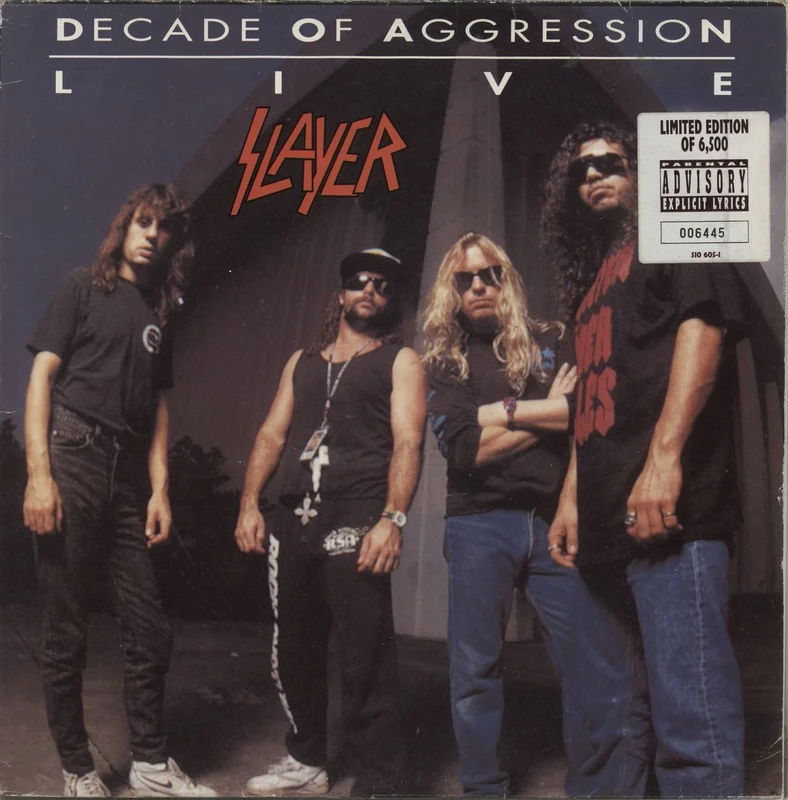 Slayer Decade Of Aggression - Live + Booklet - VG Sleeve UK 2-LP vinyl set