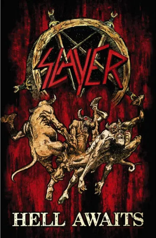 SLAYER: official HELL AWAITS large flag / textile poster