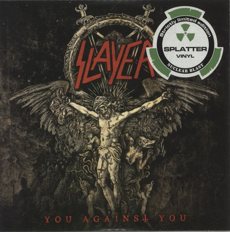 Slayer You Against You - Red w/ White Splatter Vinyl German 7" vinyl