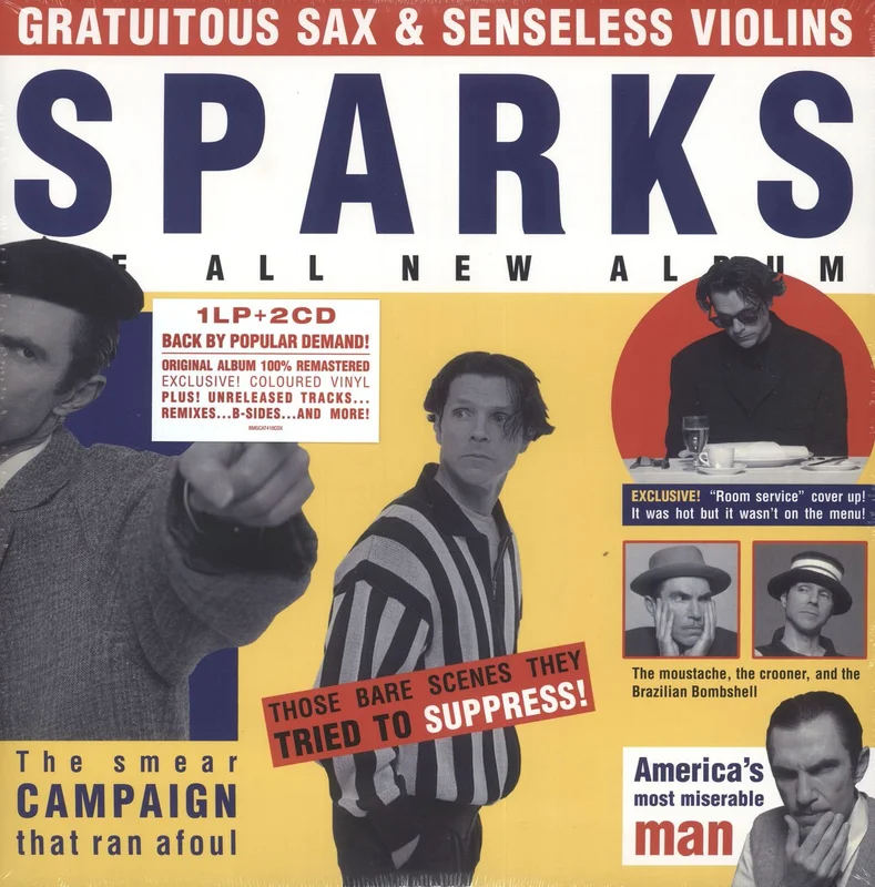 Sparks Gratuitous Sax & Senseless Violins - Yellow Vinyl + Two CDs - Sealed UK Vinyl LP