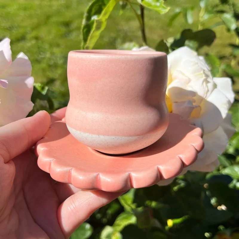 'Spresso Cup + Saucer Set in Petal Pink