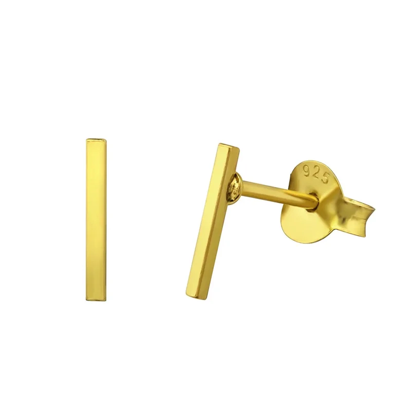 Stowaway Thin Bar Studs 24k Gold Vermeil