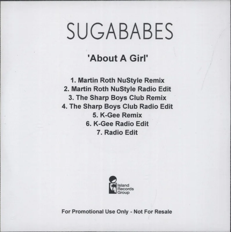 Sugababes About A Girl: Remixes UK Promo CD-R acetate