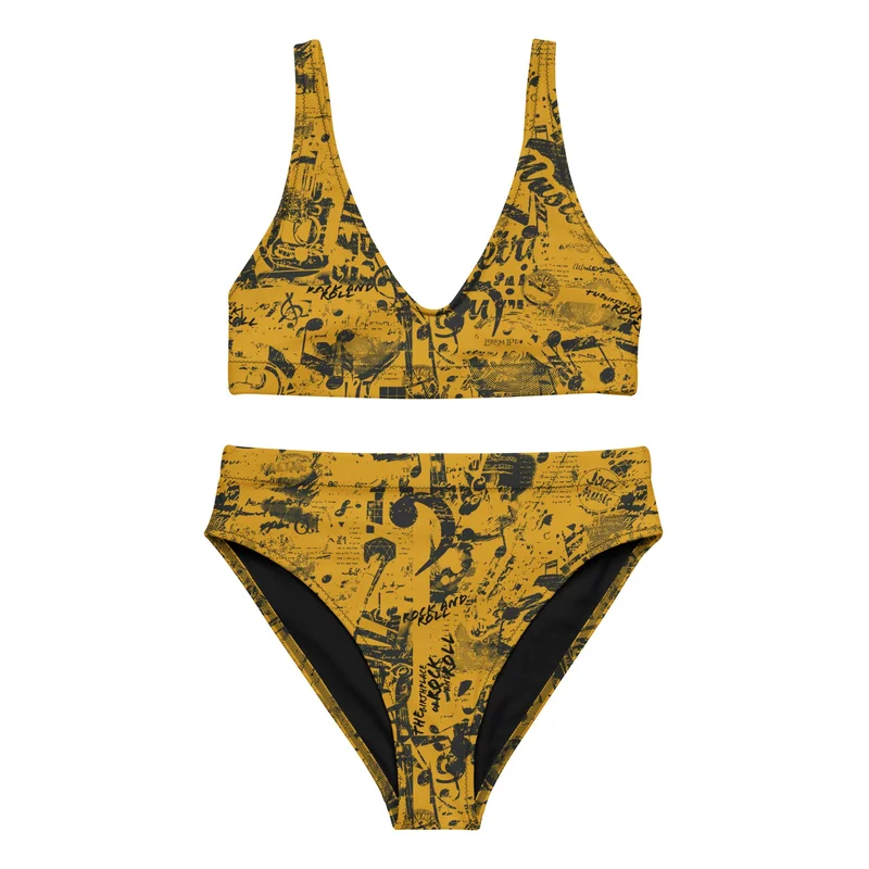 Sun Records Newsprint High-Waisted Bikini