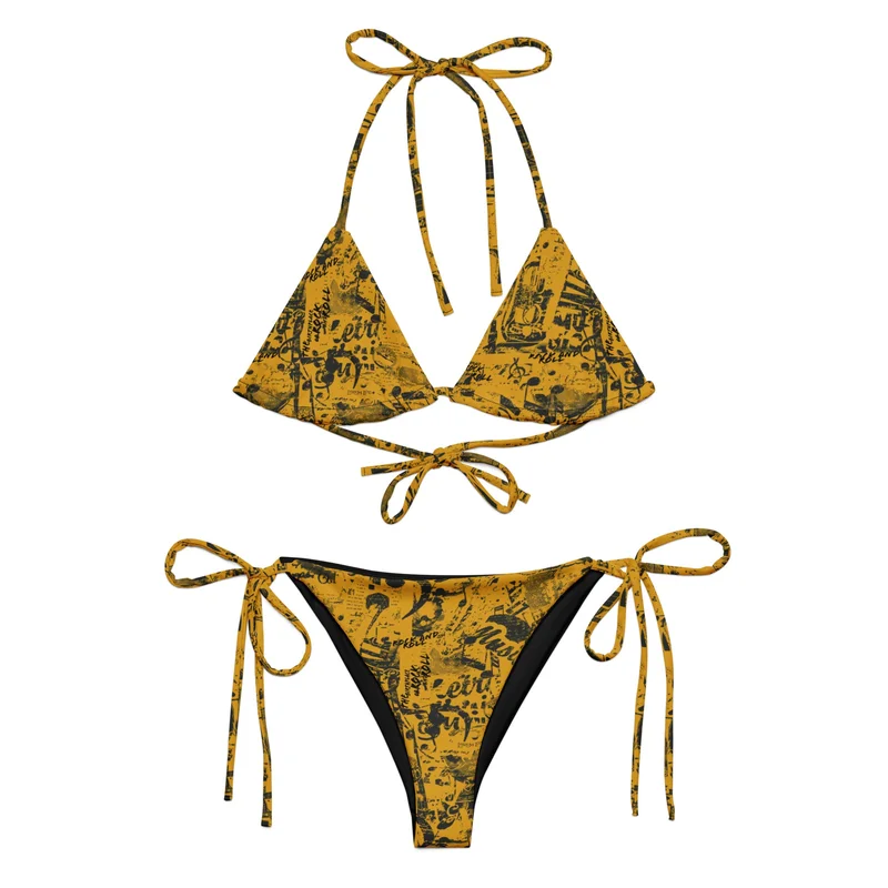 Sun Records Newsprint String Bikini
