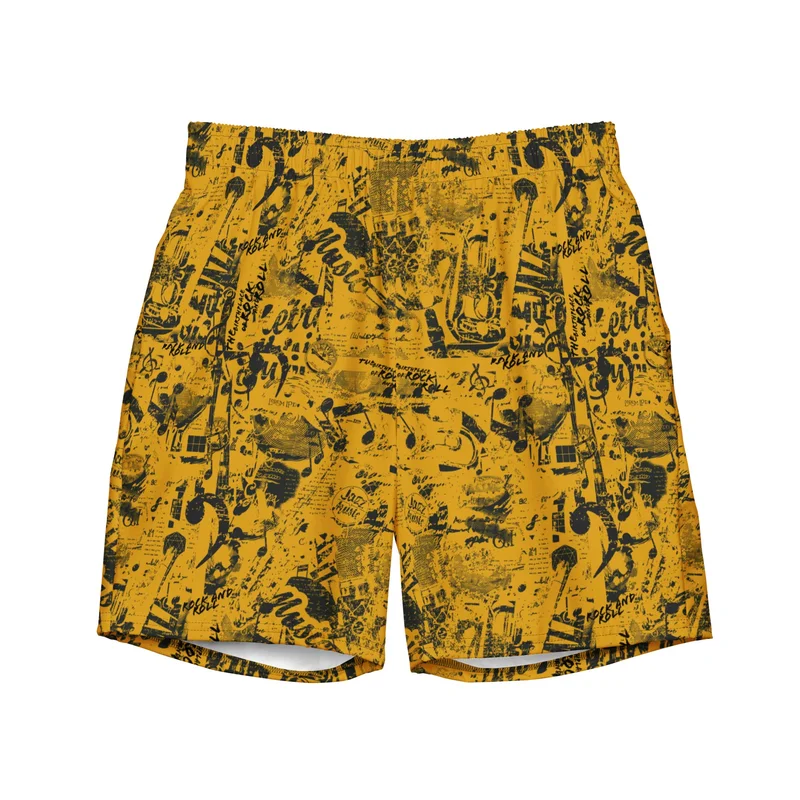 Sun Records Newsprint Swim Trunks