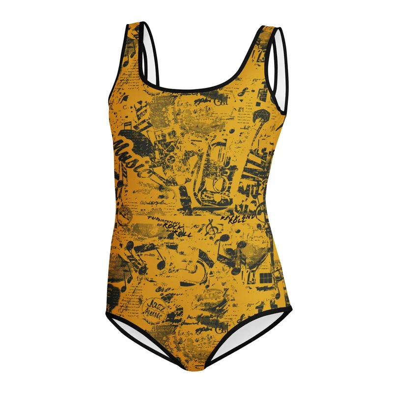 Sun Records Newsprint Youth Swimsuit