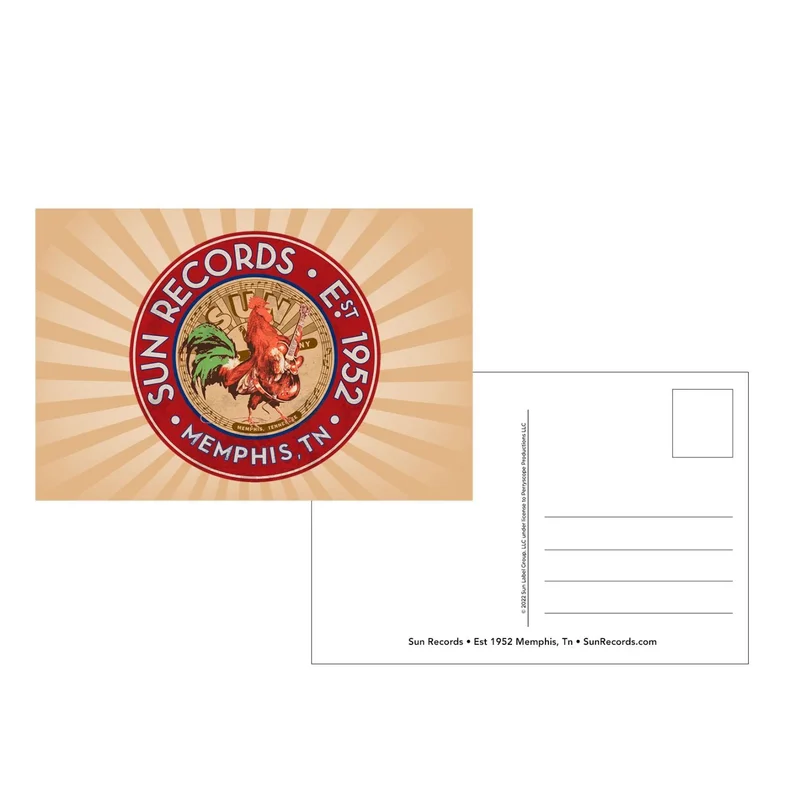 Sun Records Rooster Postcard - Pink Background