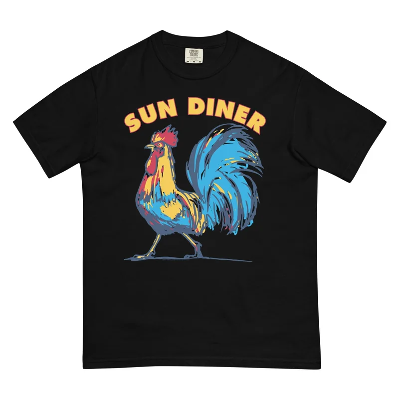 Sun Records Sun Diner Blue Rooster T-Shirt Black