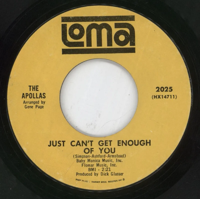 The Apollas Just Can't Get Enough Of You / Nobody's Baby (Am I) US 7" vinyl
