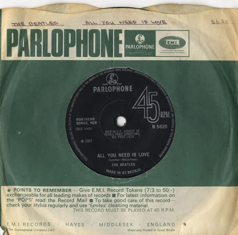 The Beatles All You Need Is Love - 1st - Solid UK 7" vinyl
