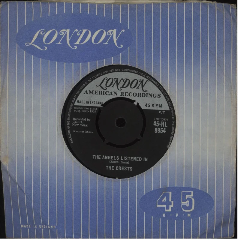 The Crests The Angels Listened In - 2nd UK 7" vinyl