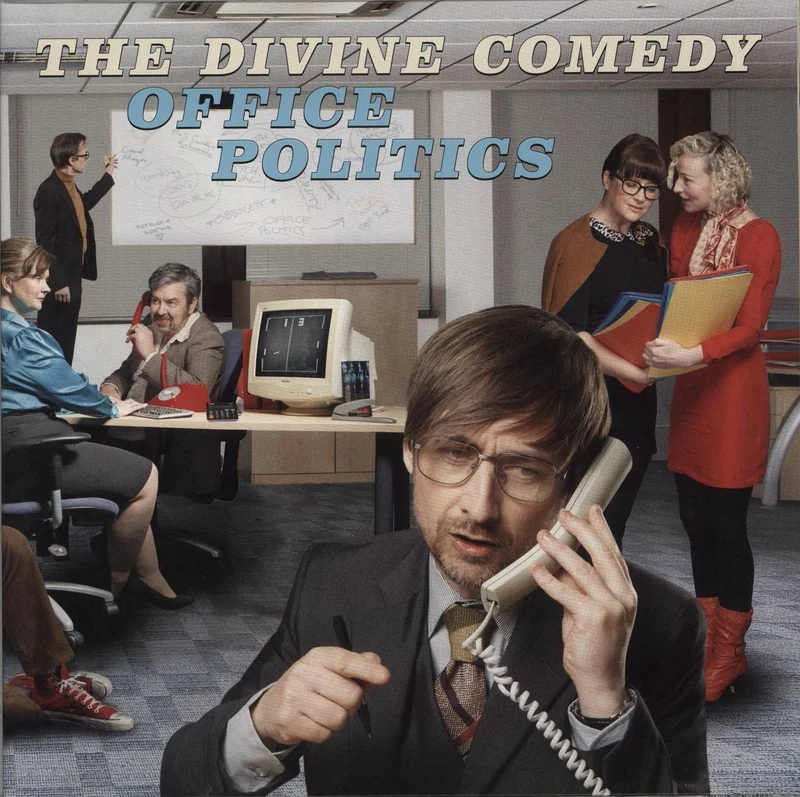 The Divine Comedy Office Politics - 180gm Blue & White Vinyl + Signed Print UK 2-LP vinyl set