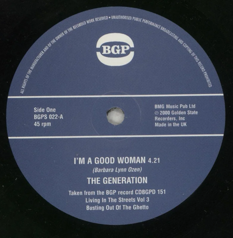 The Generation I'm A Good Woman / Za Zu UK Promo 7" vinyl