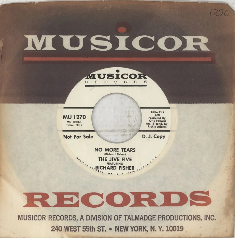 The Jive Five No More Tears / You'll Fall In Love UK Promo 7" vinyl