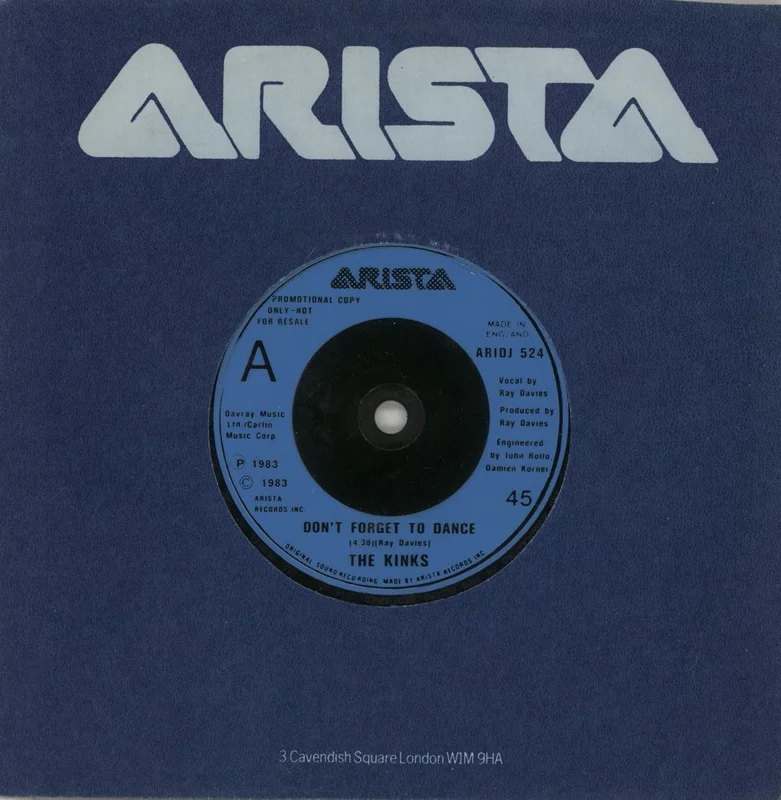 The Kinks Don't Forget To Dance UK Promo 7" vinyl
